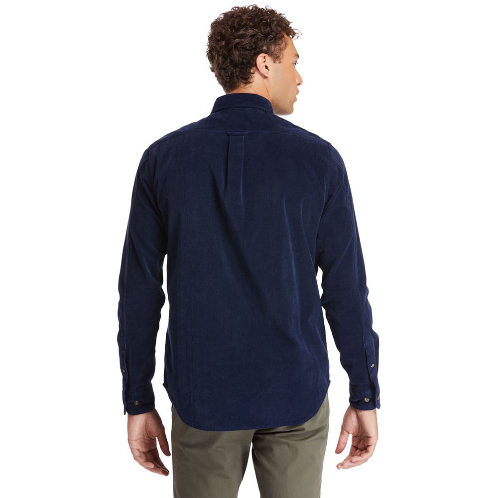 Timberland Mens Shirts Mascoma River Long-Sleeve Corduroy - Navy - India KQ8904162